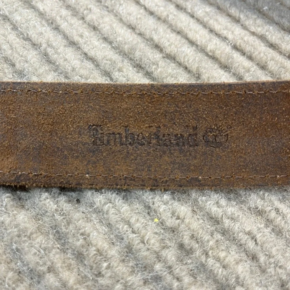 Timberland Mens Dark Brown Leather Belt Contrast Stitch Gunmetal Buckle Size 44